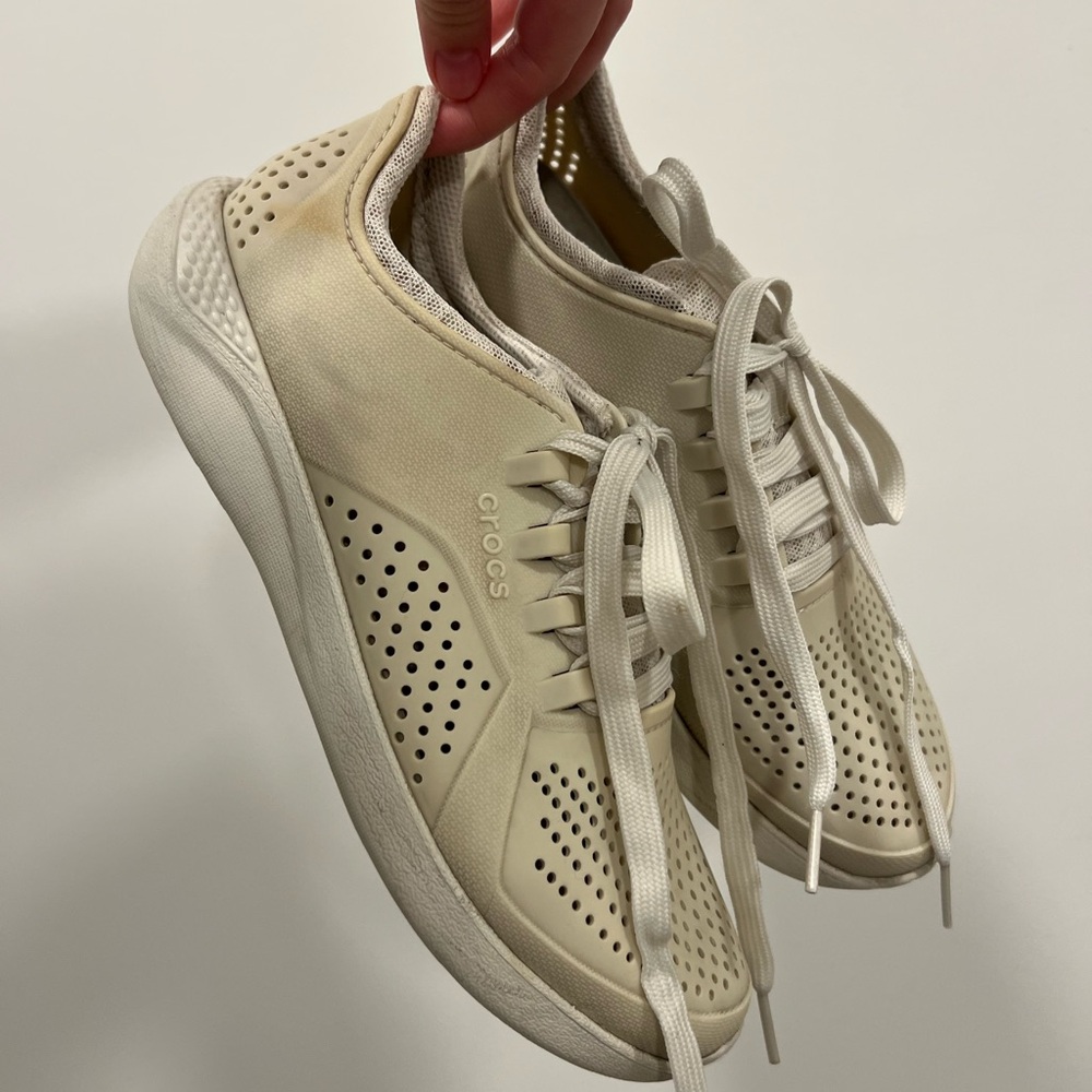 Crocs Women's Cream Lace-Up Sneaker